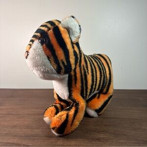 Unbranded Vintage Plush Tiger Orange Black Strips Stuffed Animal 11”